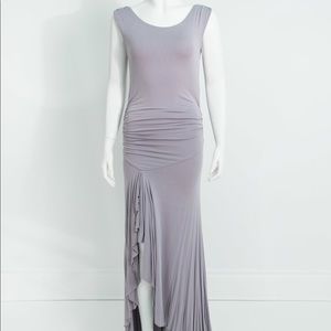BCBG Lavender Maxi Slit Ruching Dress